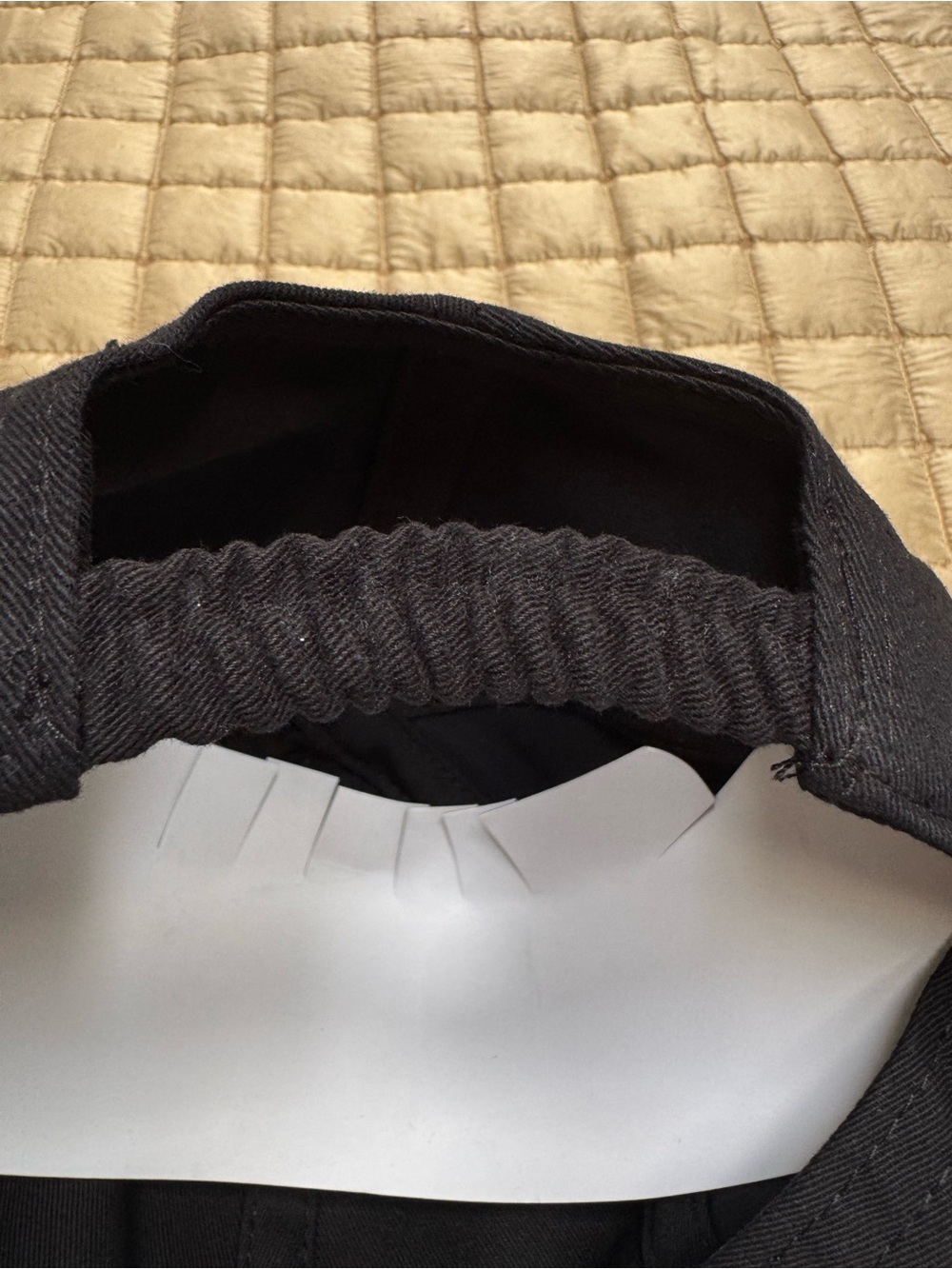 Black Baseball Cap Hat with White Trim & White Logo - Picture 4 of 5